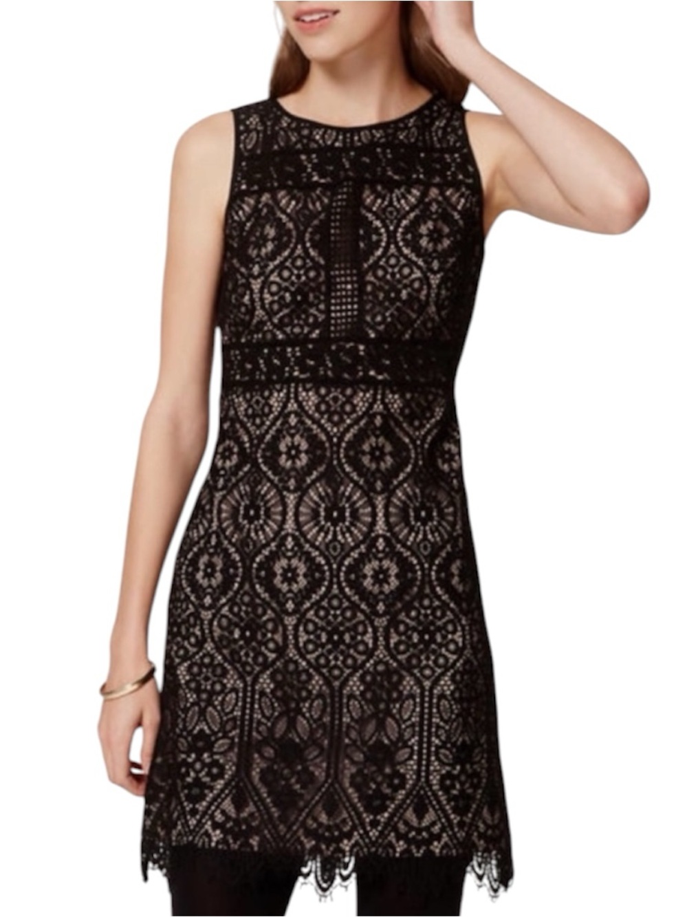 LOFT Black Lace Cocktail Dress with Nude Lining Size 4 NWT